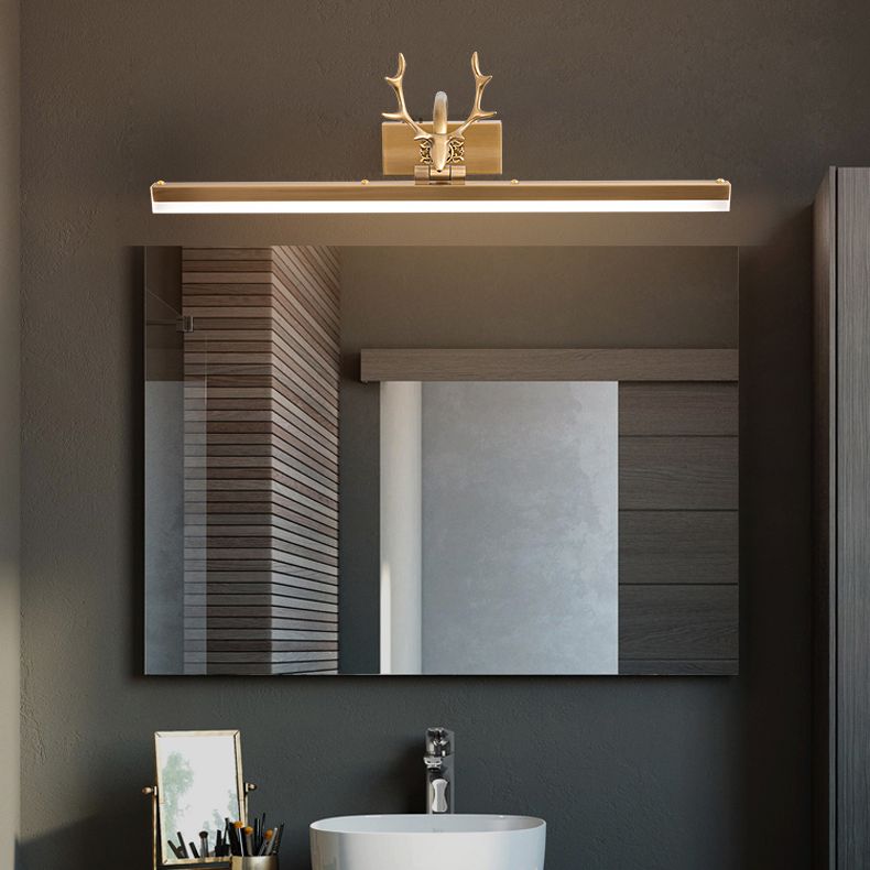 Mid-Century Vintage Style Strip Wall Mounted Vanity Lights Copper Flush Mount Wall Sconce for Bathroom