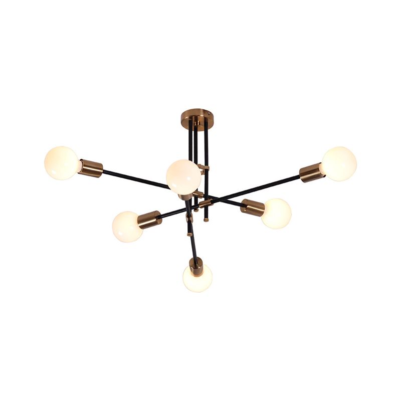 Modernist Sputnik Chandelier Lighting Opal Glass 6 Lights Living Room Hanging Light