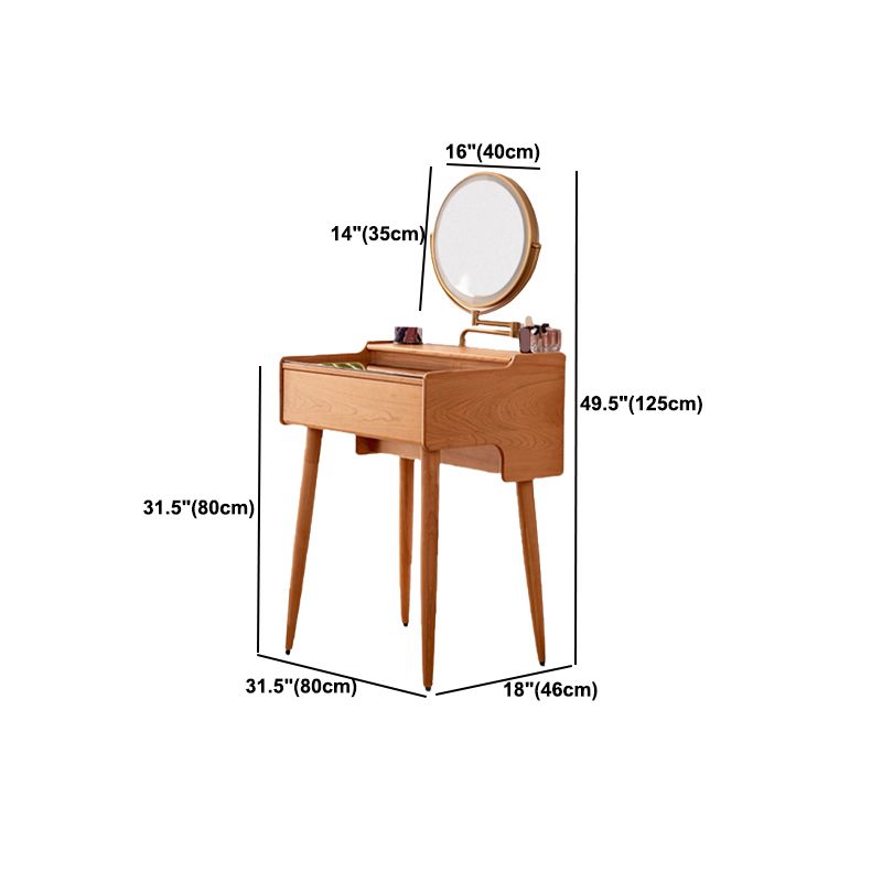 Glass Makeup Counter 18.11" Wide Solid Wood  Vanity Tables with 1 Storage Drawers