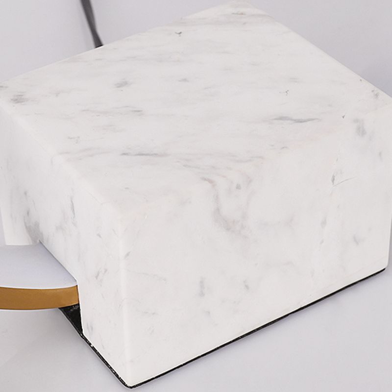 Modern Style Circle Shape Table Lamp Metal 1-Light Night Table Lamp in White
