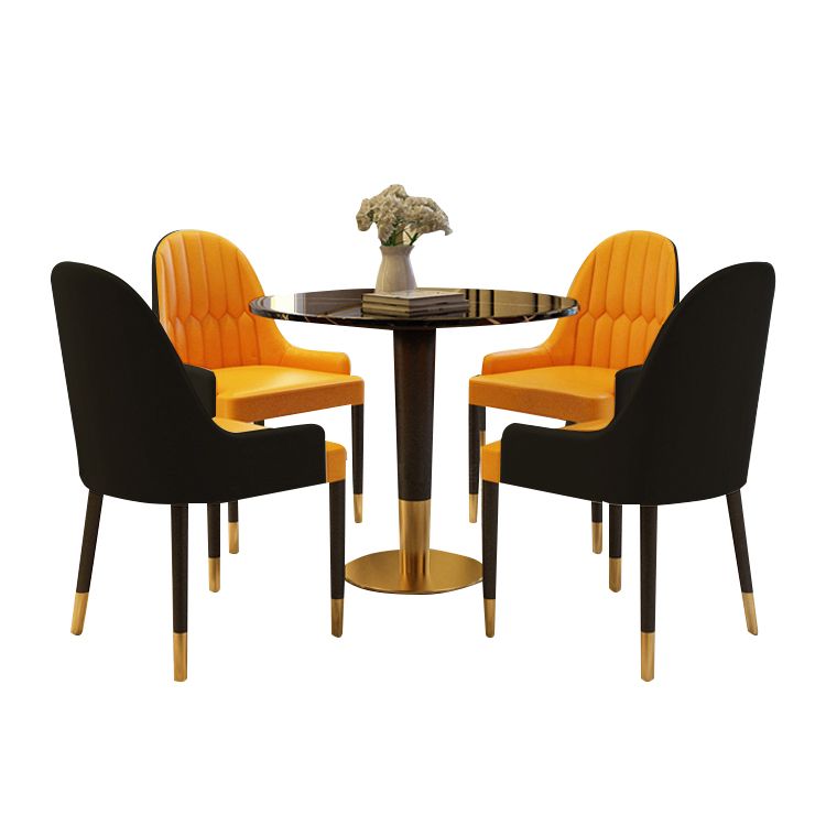 1/2/4/5 Pcs Metal Glam Style Dining Set with Round Table Dinette Set
