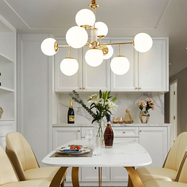 Araña de rama dorada luz colgante de estilo moderno para dormitorio de sala de estar