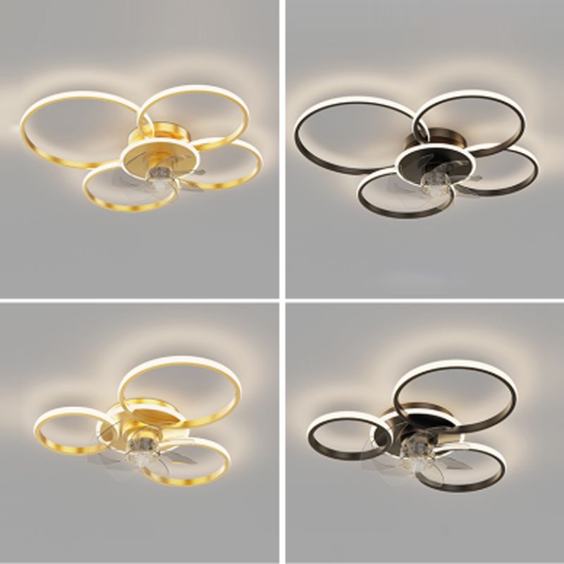 Contemporary Circular Ceiling Fan Light Metal LED Ceiling Fan for Living Room