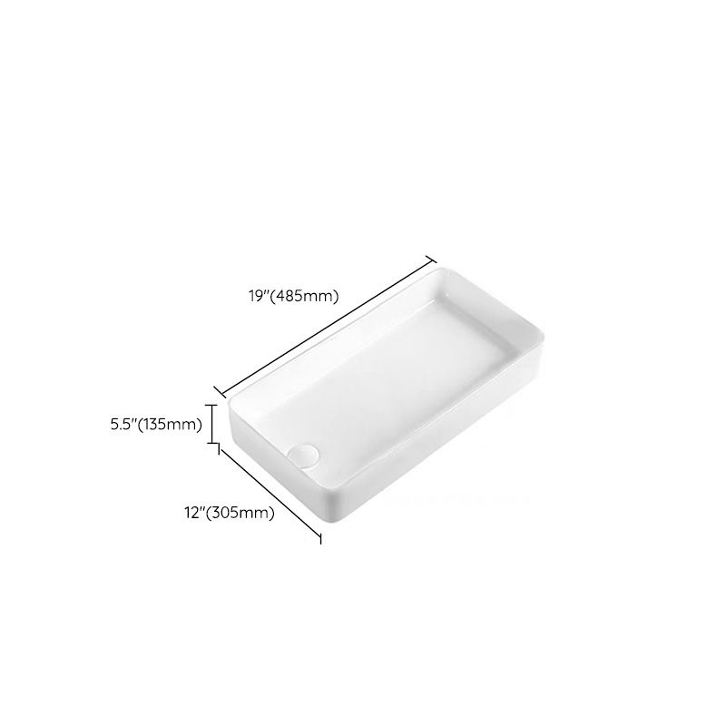 White Bathroom Sink Rectangular Porcelain Faucet Bathroom Sink with Overflow