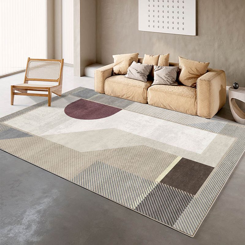 Rectangle Shape Rug Living Room Light Luxury Carpet Polyester Washable Area Rug