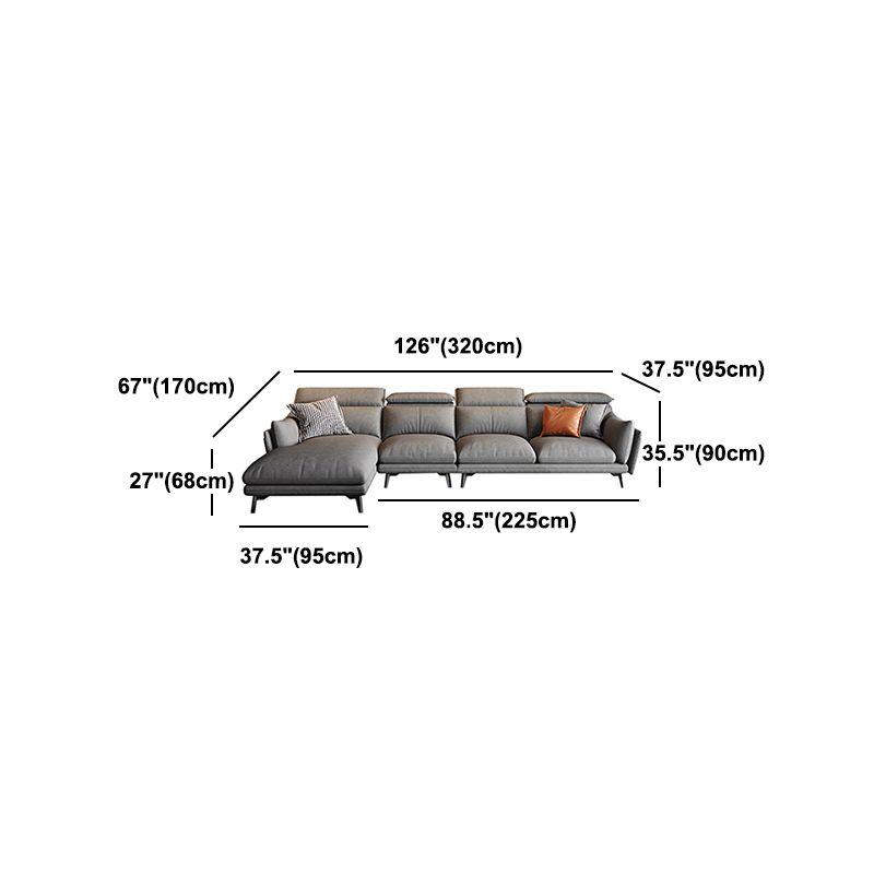 Grey Faux Leather Sofa/Sectionals with Wear-Resistant and Stain-Resistant