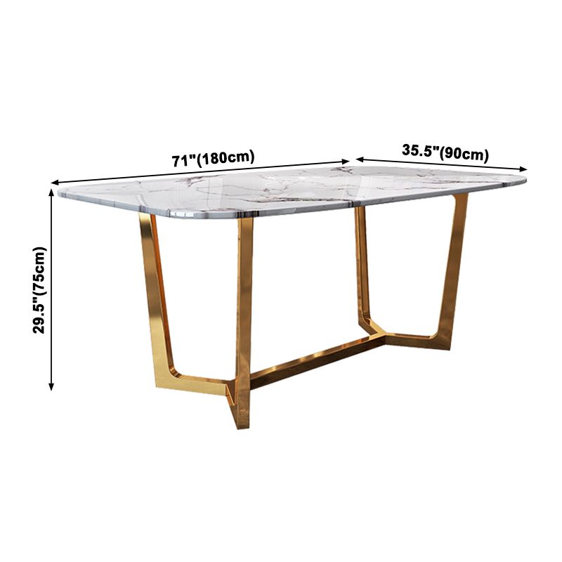 Metal Mesa de comedor de piedra sinterizada de rectángulo de lujo tradicional con caballete
