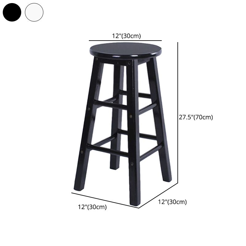 Modern Armless Backless Counter Stool Wood Cashier Bar Stool with Wooden Seat