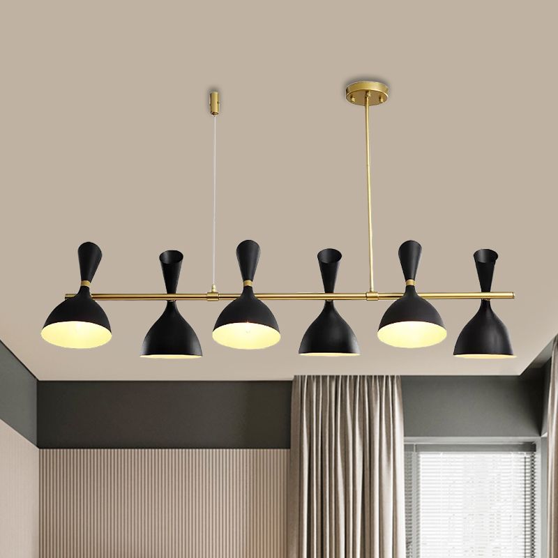 Corna di corno metallico Isola Light Dining Room 4/6 Luci lampadario a sospeso nordico in nero/bianco