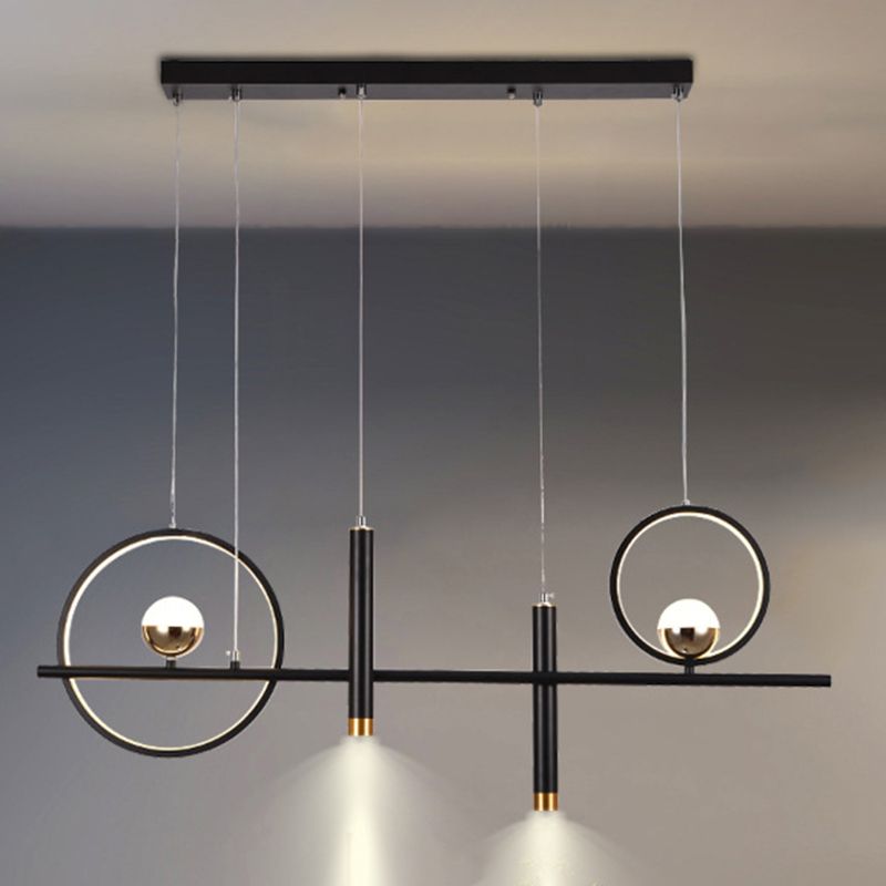 Black Geometrical over Island Lighting Simplicity Aluminum LED Hanging Lamp