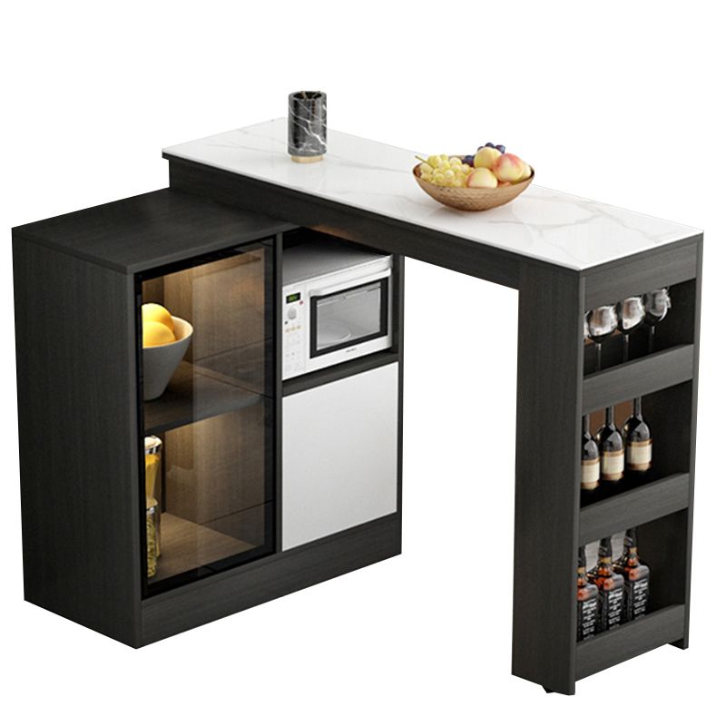 Modern Style Rectangle Bar Table Living Room Bistro Bar Desk with Storage