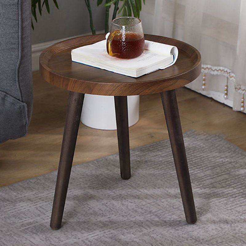 Modern Round/Oval Wood End Table Tray Top Sofa Side Table in Black/White/Brown