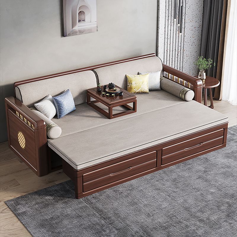 Glam Foldable Sleeper Sofa Latex and Foam Convertible Sofas with Storage