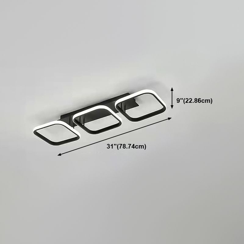 Metall quadratische Schatten Flush Deckenleuchte moderne Multi -Leuchten Flush -Montierung in Schwarz