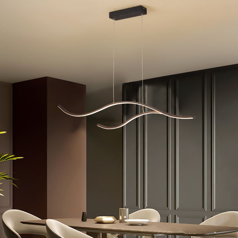 Nieuw modern eiland kroonluchter lineaire metalen kroonluchter verlichtingsarmatuur voor eetkamer