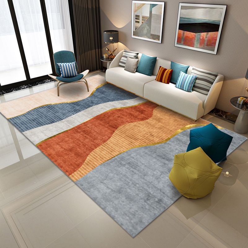 Tapis de couleur en polyester moderne en or
