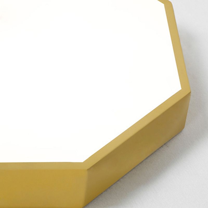 Child Bedroom LED Ceiling Light Modern Macaron Flush Mount Lighting with Hexagon Shade