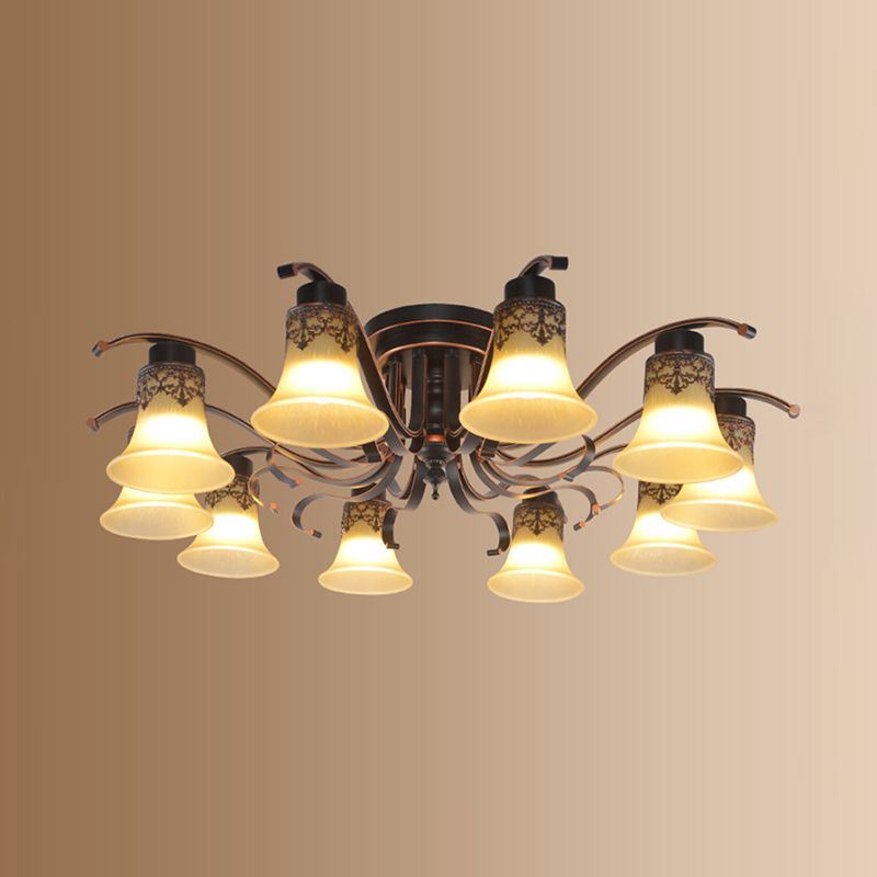 Decorative Bell Flush Lightture Glass Flush Mount Lights en noir pour le salon