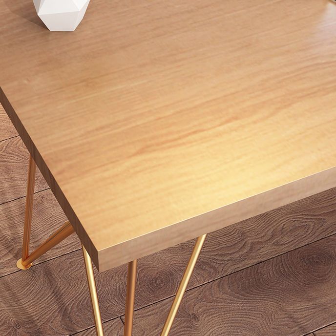 Glam Style Wooden Office Desk Rectangular Desk with Gold Frame