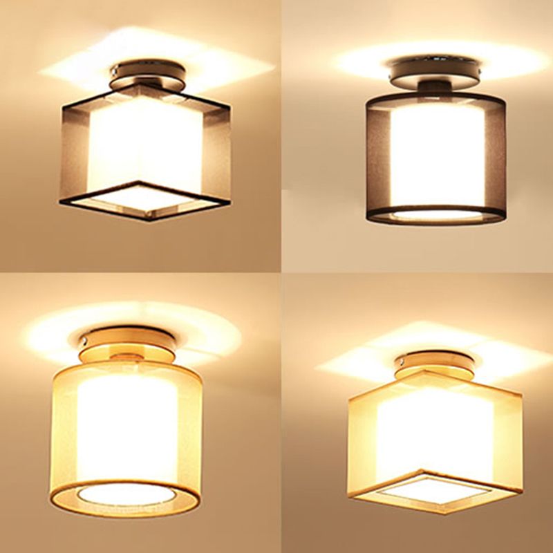 Fabric Geometric Shape Flush Mount Lights Modern 1 Light Flush Mount Light Fixture