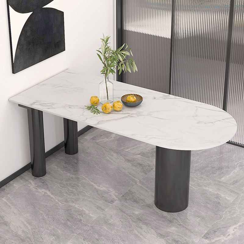 Mesa de piedra sinterizada de forma libre de metal moderno para comedor y cocina
