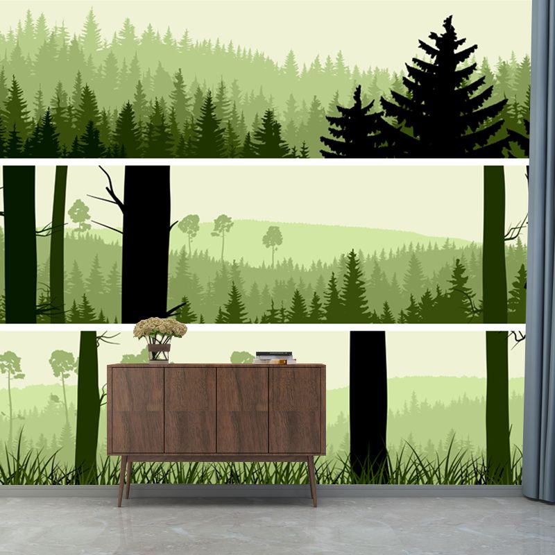 Illustration Forest Mural Wallpaper Large Wall Decoration for Bedroom, Custom-Print