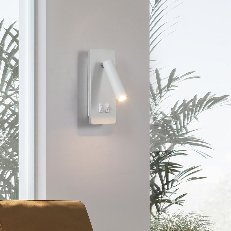 Modern 1-Spotlight Wall Sconce with Switch Squared Wall Mounted Light for Bedroom