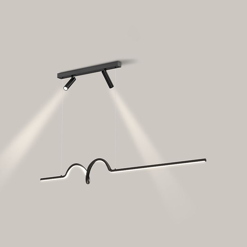 Linear Shape Island Lighting Ideas Contemporary Style Metal Island Pendants in Black