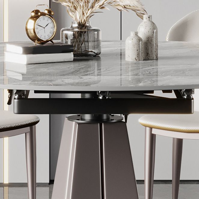 Modern Style Dining Round Table Sintered Stone Table with Metal Legs for Home