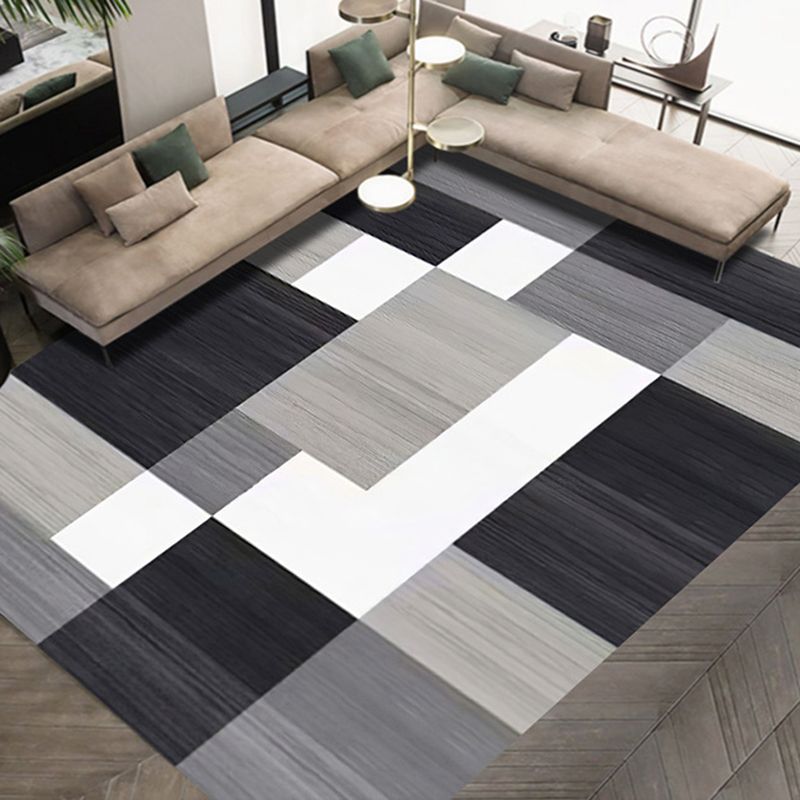 Modern Area Rug Graphic Pattern Carpet Polyester Non-Slip Backing Indoor Carpet for Living Room