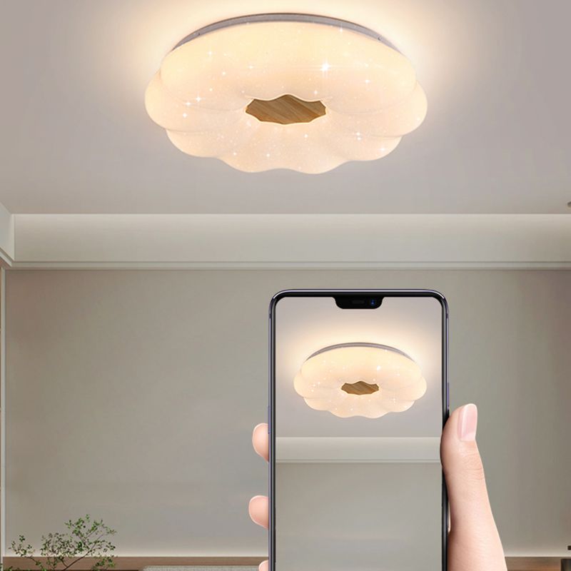 Nordic Ceiling Light Fixture Wooden LED Flush Mount for Bedroom