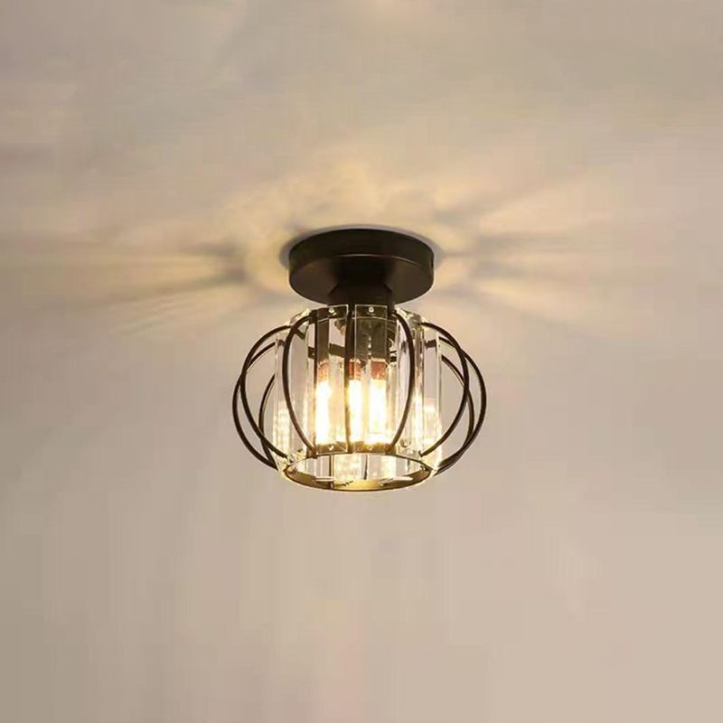 Lantern Hallway Flush Ceiling Light Fixture Crystal 1 Head Minimaliste Flush Light