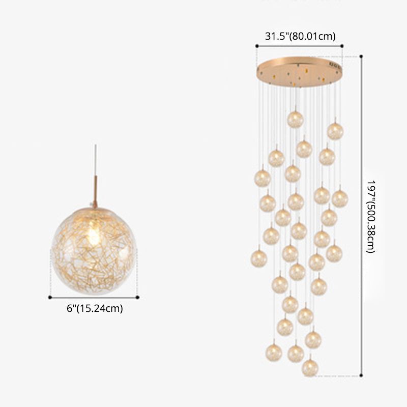 Globe Multi Light Pendant Mid-Century Modern Creativity Glass Hanging Pendant Lights for Duplex Stairs