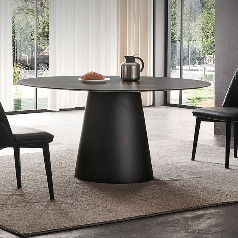 Contemporary Dining Round Table Sintered Stone Table with Metal Legs for Home Use