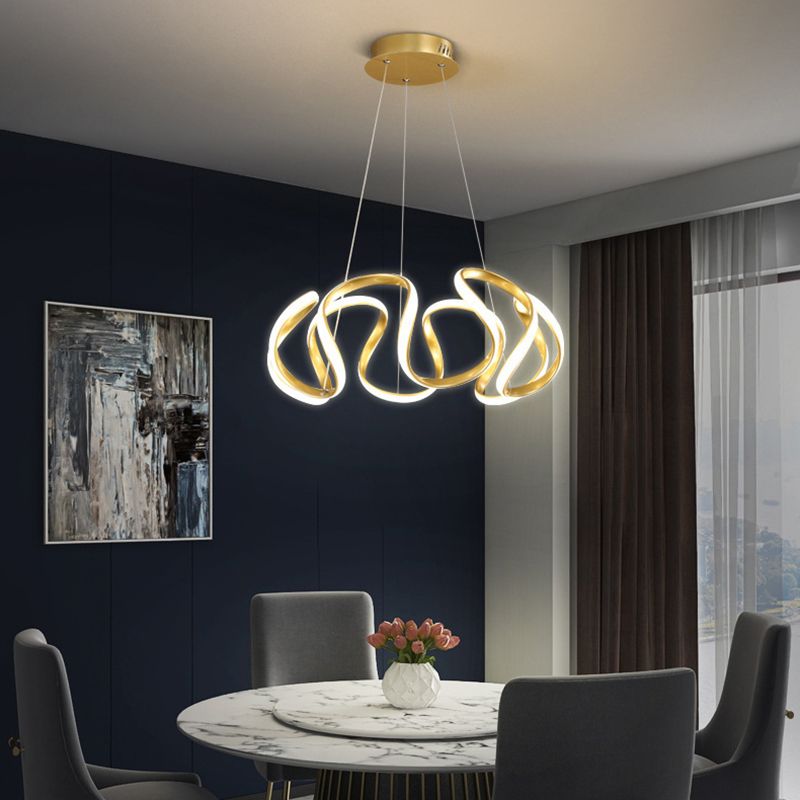 Luce a sospensione lineare a LED in alluminio in lampadario in ferro battuto in stile moderno con ombra acrilica