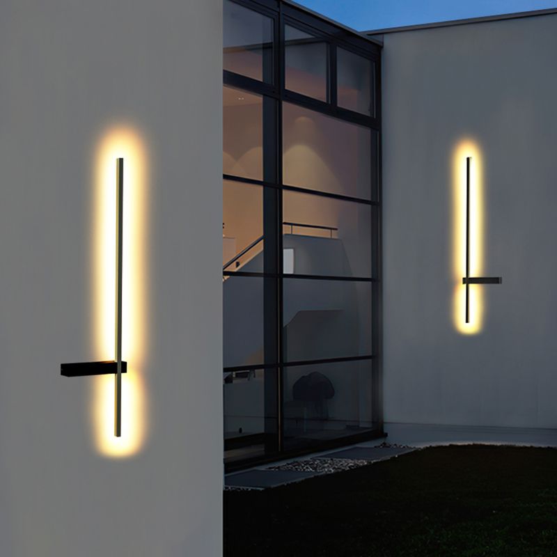 Luz de pared de aluminio moderna Maledina de pared LED recta minimalista en negro para al aire libre
