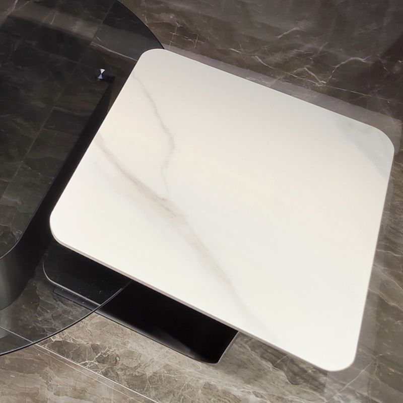 Modern Round Coffee Table Glass Top Pedestal Coffee Table Set