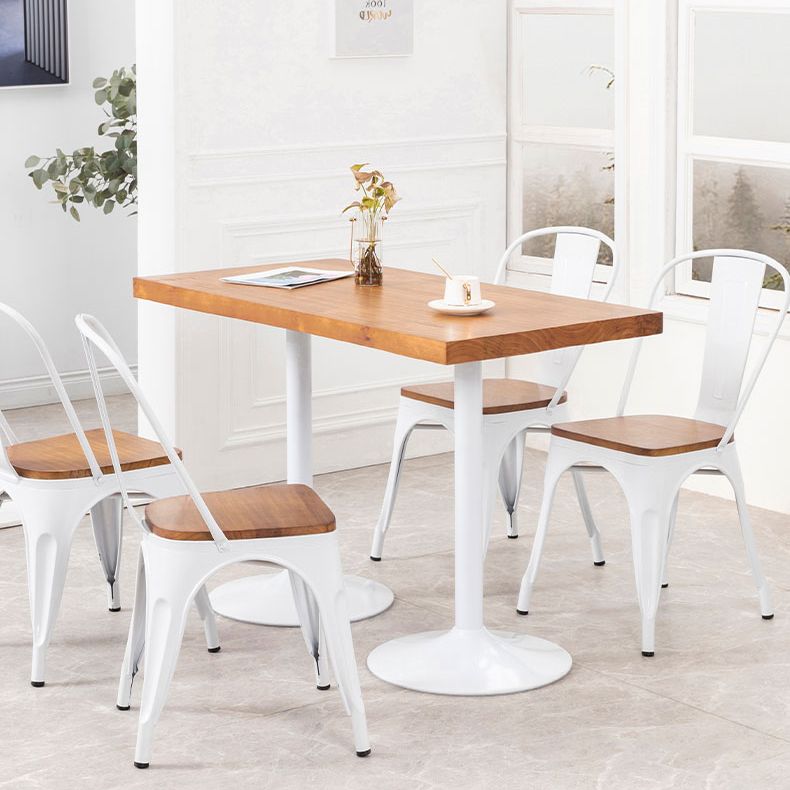 Metal Industrial Indoor Table Pine Solid Wood Top Table for Dining Room