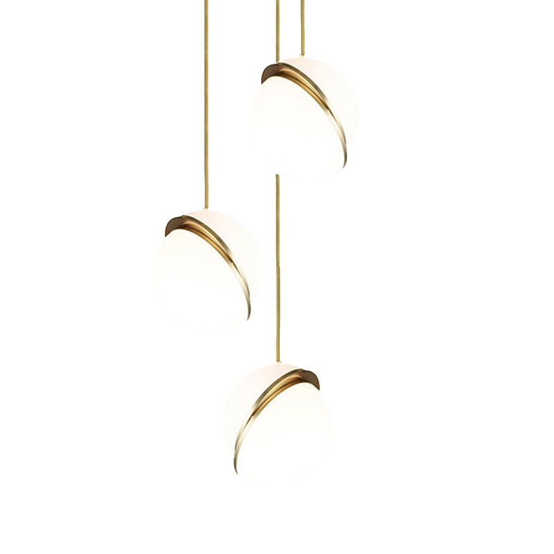 Luz de colgante de bola acrílica blanca Lámpara de suspensión de techo de una cabeza para dormitorio