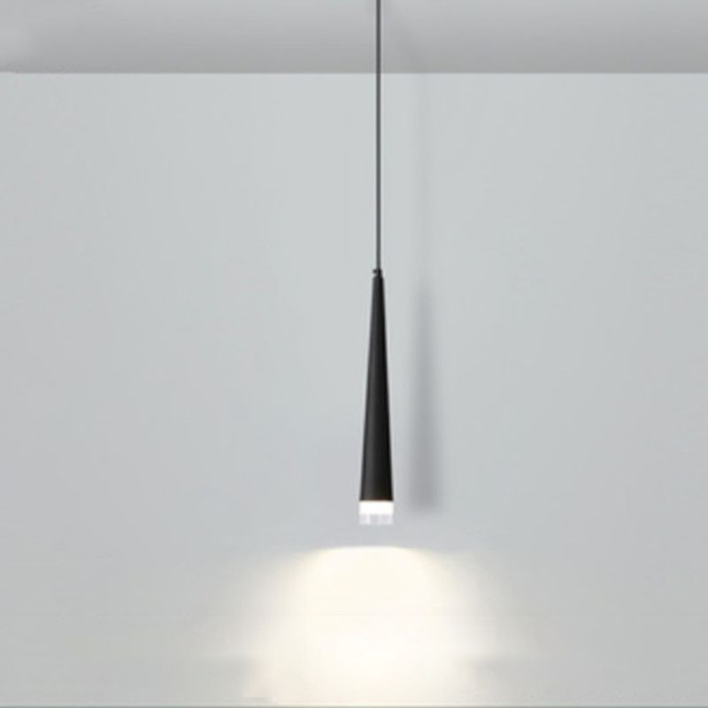 Crystal Conical LED Pendant Light in Modern Luxury Style Aluminium Indoor Hanging Light in Black