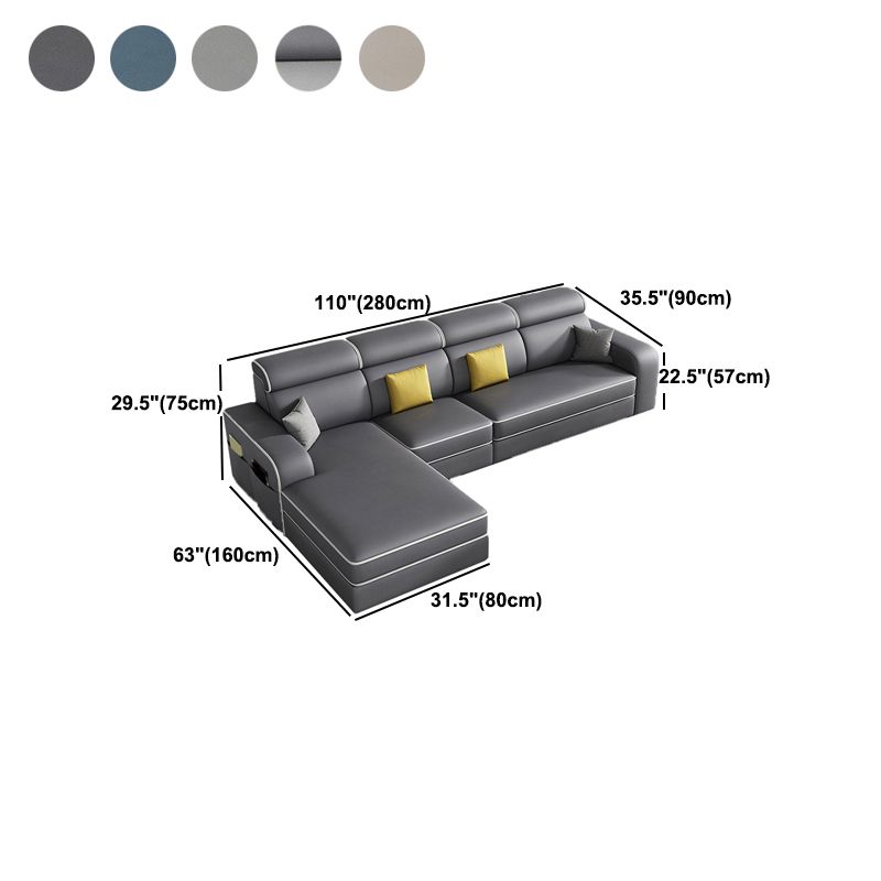 Contemporary Style Sofa Bed Solid Wood Frame Beige/grey/blue with Pocket Storage Sofa
