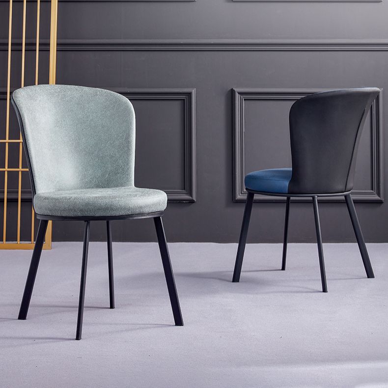Silla de comedor contemporánea de metal, silla lateral sin brazos para comedor con respaldo lateral