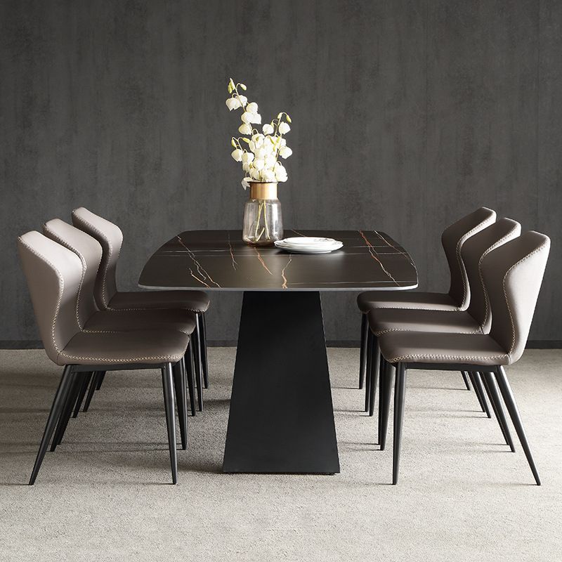 Modern Sintered Stone Top Dining Set Rectangle 1/4/5/7 Pieces Dining Area Table Set
