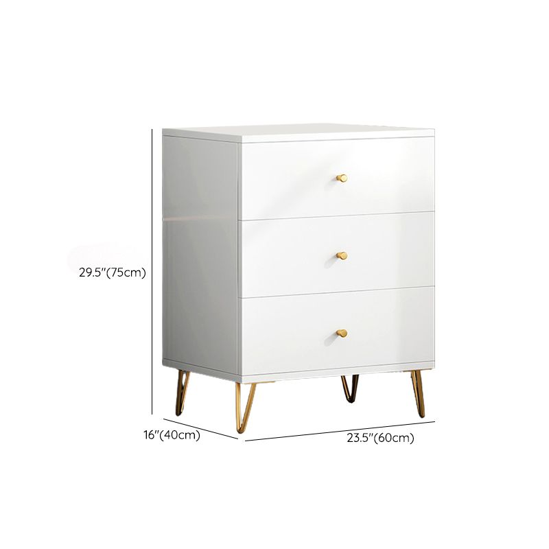 Glam Solid Wood Storage Chest Bedroom Chest in White with Drawers