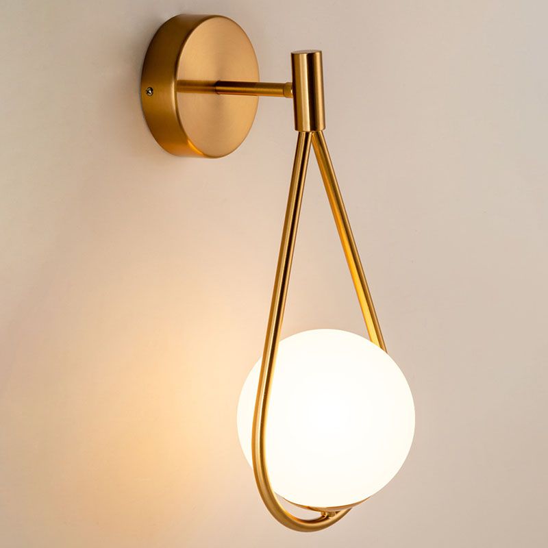 Globe Glass Wall Sconce in Modern Simplicity Wrought Iron Wall Lamp for Interior Spaces
