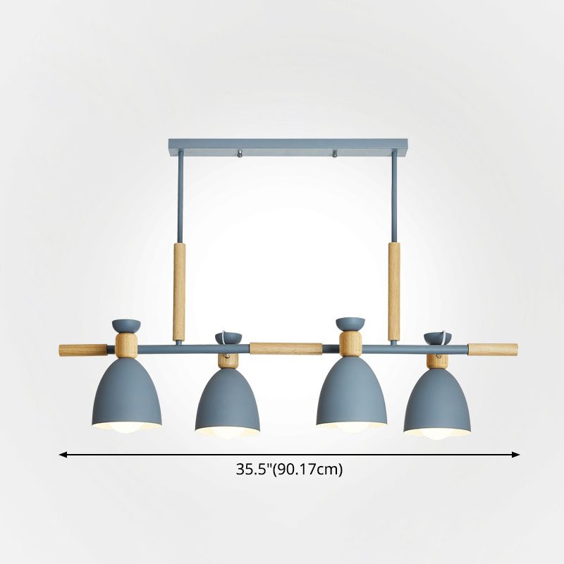 Lights Island Linear colgante lineal estilo nórdico tazón de metal iluminación con detalle de madera