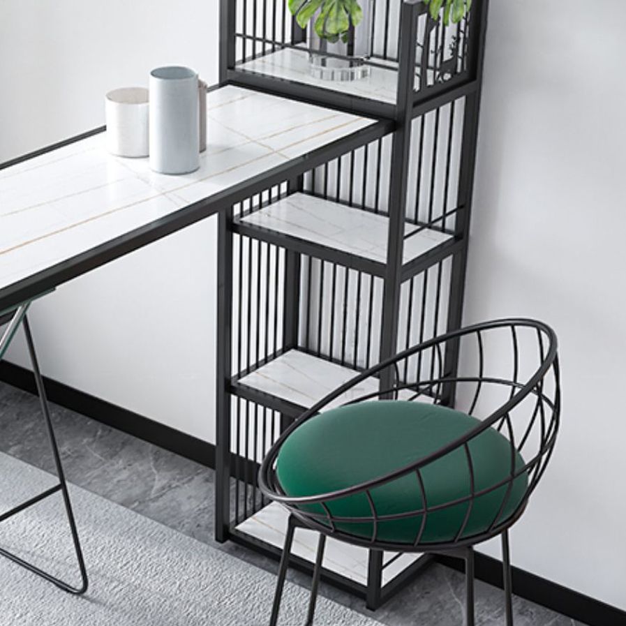 Table de bar de style glam noir et or dans la table de bar à thé à thé en métal au lait en métal