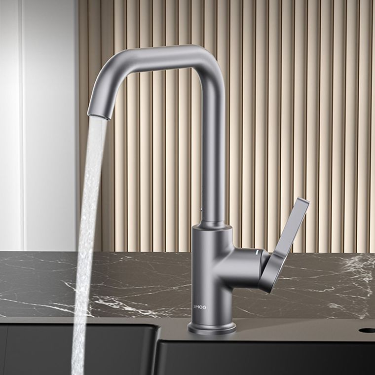 Modern Style Bar Faucet Stainless Steel Gooseneck Lever Handle Bar Faucet