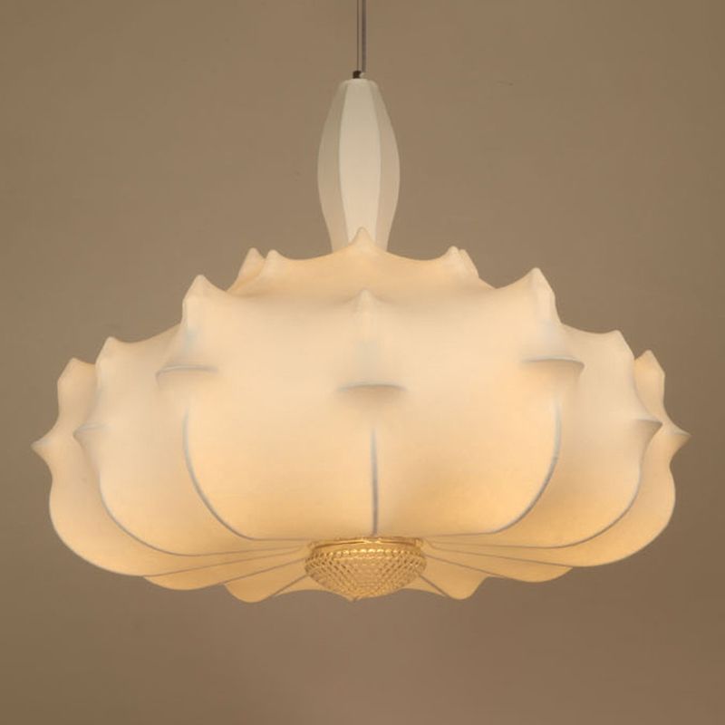 Stoff weiß Suspension Anhängerlampe Moderner Stil einzigartiger 1-Licht-Tropfen Anhänger