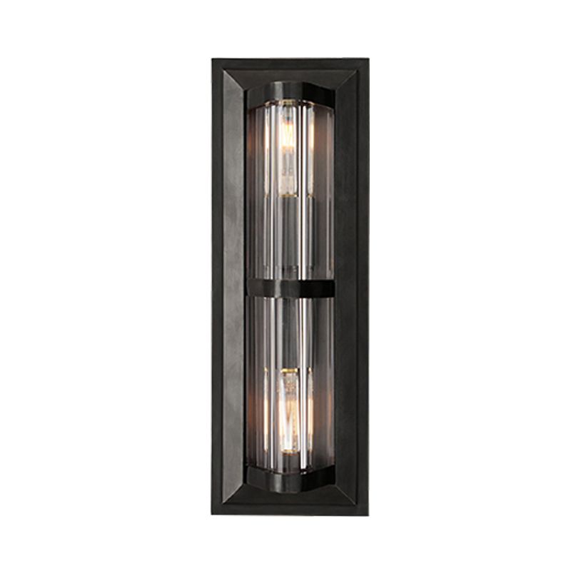 Tube Sconce Light Traditionary Metal 2/3/4 Heads Black/Gold Wall Lamp Fixture for Living Room